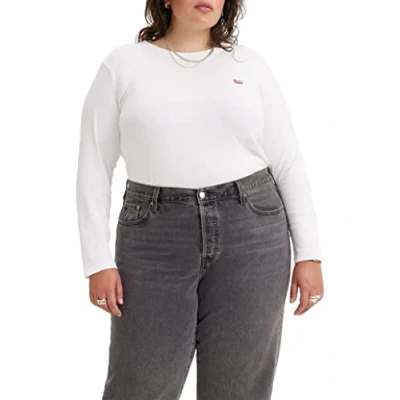 Image of Levi&#039;s Women&#039;s Plus Size Long Sleeve Baby Tee T Shirt, White +, 1XL