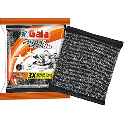 Image of Gala Black Dish Washing Kitchen Super Scrub Scouring Pads Extra Durable (Pack of 6)