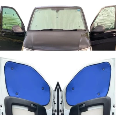 Image of Thermal Blinds Compatible With Renault Trafic (Years 2000 2014) (Front Set) Backing Colour in Blue, Reversible