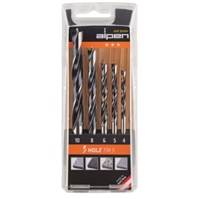Image of Alpen 600112100 TM 5 CV/HSS Machine Dowel Drills, Grey, 4/5/6/8/10 mm