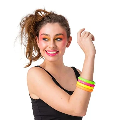 Image of Wicked Costumes 80&#039;s Neon Bangle Fancy Dress Accessory Set of 4