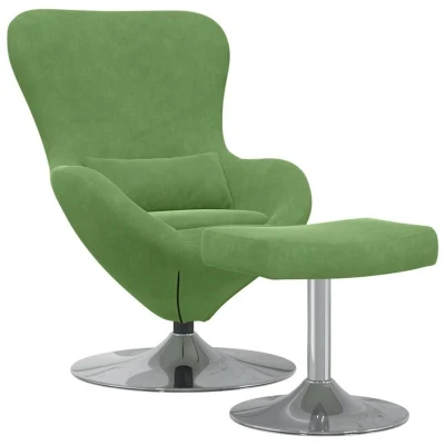 Image of vidaXL Egg Chair with Footstool Light Green Velvet