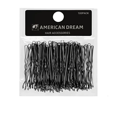 Image of American Dream Wavy Bobby Pins, Black 2 inch/ 5 cm Pack of 100