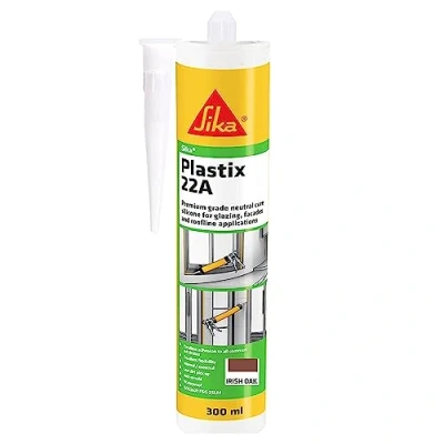 Image of Sika Plastix 22A Premium Grade Silicone Sealant For Glazing, Facades and Rooflines Translucent 300 ml