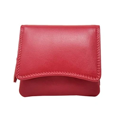 Image of House of Luggage Womens Real Soft Leather Trifold Clutch Purse Photo ID Banknotes Coins Card Holder Wallet HLG216 (Red)