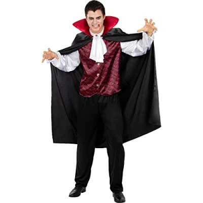 Image of Funidelia Count Dracula Costume for man Halloween, Horror, adults accessory fancy dress &amp; props carnival parties Size XXL Black