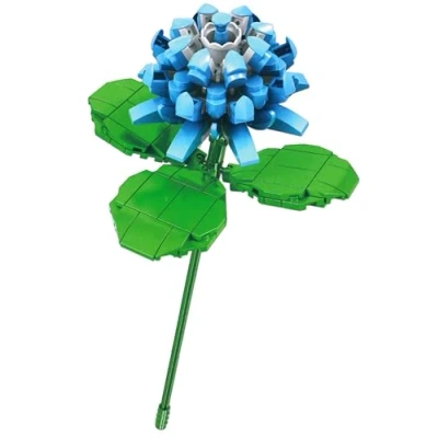 Image of Blue Clover Flower Building Blocks Set Make Your Own Bouquet Faux Plant Bricks Toy Kits for Kids 6+ and Adults
