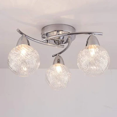 Image of AUROLITE AL1032 BOLLA 3xG9 LED Semi Flush Ceiling Light, Polished Chrome Finish, 12W, Ideal for Living Room, Bedroom, Kitchen, and Hallway, Straight, Natural White 4000K