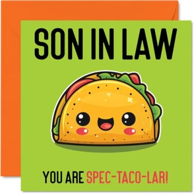 Image of Birthday Cards for Son in law Spec Taco lar Funny Happy Card from Mum Dad Law, Gifts, 145mm x Joke Greeting Men Him