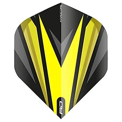 Image of RED DRAGON Hardcore Radical Black &amp; Yellow Dart Flights 4 sets Per Pack (12 in total)