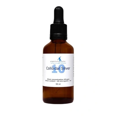 Image of argentum plus Colloidal Silver 10 ppm 50 ml Glass Pipette with Dropper Bottle