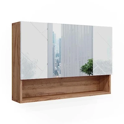 Image of Vicco Bathroom mirror cabinet Irma, Oak/White High Gloss, 80.1 x 55 cm