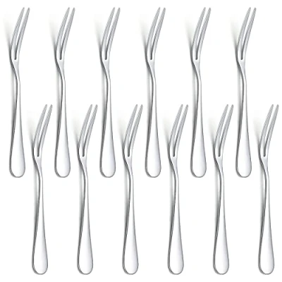 Image of Evanda 13.3cm Cake Forks 12 Pieces, Stainless Steel Pastry Set, Dessert Forks, Mini Fruit Appetizer for Home, Wedding, Party, Cafe, Restaurant, Dishwasher Safe.