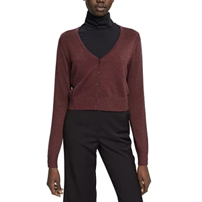 Image of ESPRIT Women&#039;s 112ee1i310 Cardigan Sweater, 603/Bordeaux Red 4, L