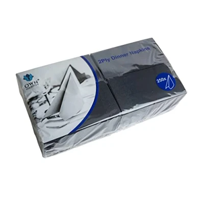 Image of We Can Source It Ltd Paper Napkin Serviettes/Tissues Soft 2 Ply 40cm Dinner 8 Fold (Rectangular) Black 500 Napkins (2Pack)