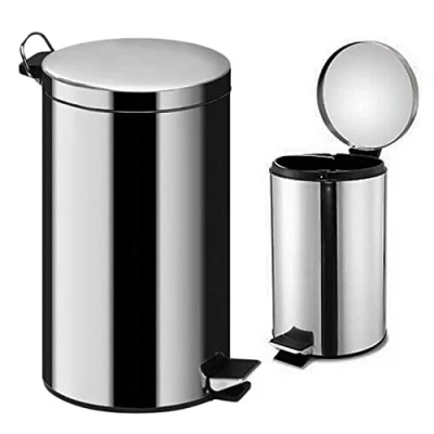 Image of Crystals S/Sless Steel 5L Silver Pedal Bin Kitchen Bathroom Toilet Rubbish Office Waste (5L)