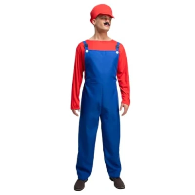 Image of Wicked Costumes Funny Workman Fancy Dress Costume Red/Blue
