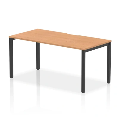Image of Evolve Plus 1600mm Single Starter Bench Desk Oak Top Black Frame