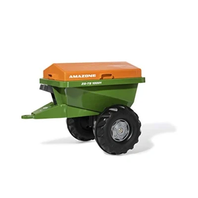 Image of Rolly Toys 125104 rollyStreumax e Streuanhänger für Trettraktor (von 3 10 Jahren, abn. Abdeckung, Streugutmulde) Amazone Spreader for Pedal Tractor Years, from Cover, grit Trough, Green, Groß