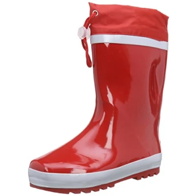 Image of Playshoes Unisex Kids Lined Rain Wellies Basic Wellington Rubber Boots, Red Rot 8, 9 UK Child