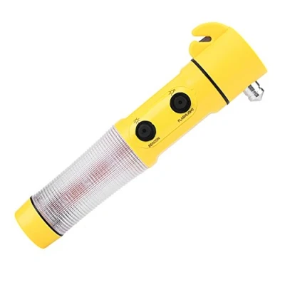 Image of Akozon 4 in 1 Car Safety Hammer, Emergency Escape Hammer Seat Belt Cutter LED Torch Warning Flashlight Beacon Light