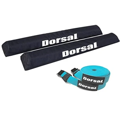 Image of DORSAL Aero Roof Rack Pads with 15 ft Surf Straps Pack of 4 for Car Surfboard Kayak SUP Long 20&quot; Blue