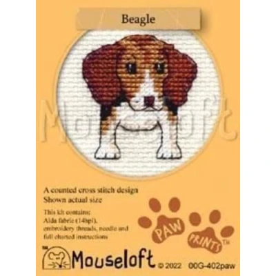 Image of Mouseloft Pawprints Beagle mini counted cross stitch kit