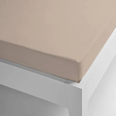 Image of Miracle Home. Fitted Sheet, Elastic, Soft, Comfortable, Anti Pilling. Cotton 50% Polyester. Beige. 150 x 200 cm