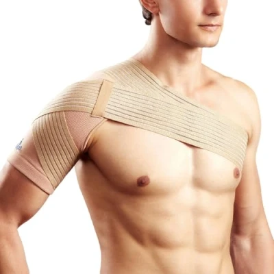 Image of OPPO Reinforced Shoulder Support Brace for rotator cuff tears, tendon injuries, sprains, instability and pain. Provides comfortable support, compression protection from further injury (Large)