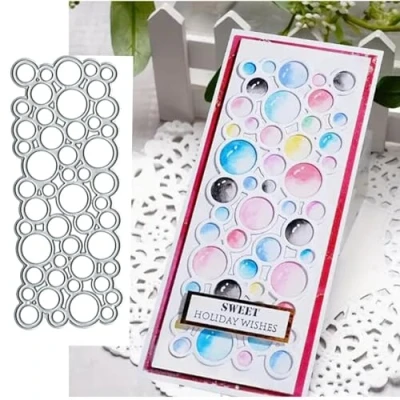 Image of Small Big Circles Background Metal Die Cuts,Merry Christmas Bubble Cutting Dies Cut Stencils DIY Scrapbooking Decorative Embossing Paper Card Making