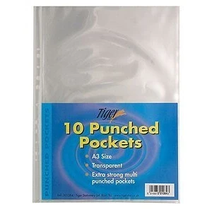 Image of 2 Packs Of 10 x A3 Portrait Punched Poly Pockets Top Opening 80 Micron