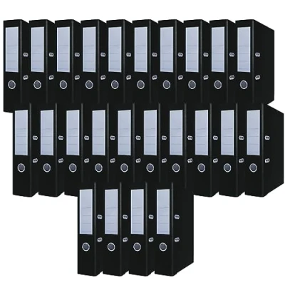 Image of Office Products Pack of 24 Folders Black A4/75 mm Paper Cardboard Plastic Cover PP Slot Folder File Metal Edge Protection