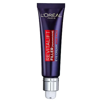 Image of L’Oréal Paris Revitalift Filler Replumping Anti Ageing Eye Cream for Face, Hydrate intensely, replump all fine lines, with Concentrated Hyaluronic Acid, 30ml