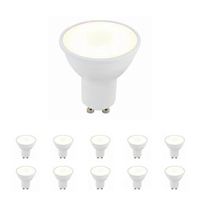 Image of 6W LED GU10 SMD Bulb 4000k Lamp Energy Saving Light 460 Lumen Spot 120 Degree Wide Beam Angle 50W Halogen Equivalent 25000 Hours Frosted Cool White Pack of 10