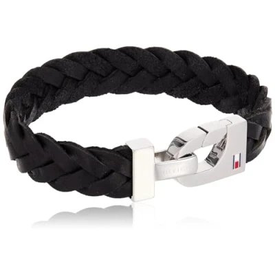 Image of Tommy Hilfiger Jewelry Men&#039;s Leather Bracelet Black 2700872