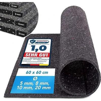 Image of High Efficiency Anti Vibration Mat for Washing Machines, Speakers and Flooring, Can Be Cut to Size, Quality Product from Germany (60 x 60 cm, 20 mm)