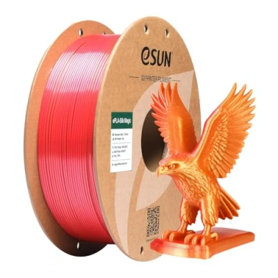 Image of eSUN Silk Dual Color PLA Filament 1.75mm, Co Extrusion Magic 3D Printing Filament, Gradient Changing 1KG Spool (2.2 LBS) for Printers, Red Gold