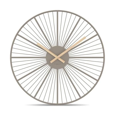 Image of Cander Berlin Bonara XXL Wall Clock Silent 50 cm Metal Wooden Hands without Ticking Giant Large Modern Warm Grey Living Room Kitchen Vintage