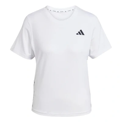 Image of adidas Performance Train Essentials 3STRIPES Workout Sports Tshirt, Women&#039;s, Size: XS, White/black