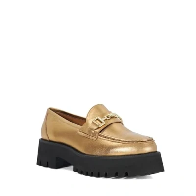 Image of Dune Ladies GROUNDBREAKING Chunky Branded Snaffle Trim Loafer Size UK 4 Flat Heel Loafers Bronze