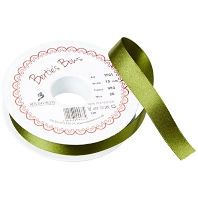 Image of Berisfords Double FACE Poly Satin Ribbon, Cypress, 15 mm