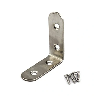 Image of (20 Pieces) 50x50x2mm Angle Connector Corner Brackets (Thickness 2mm) Stainless Steel L Shape Brace with Screws
