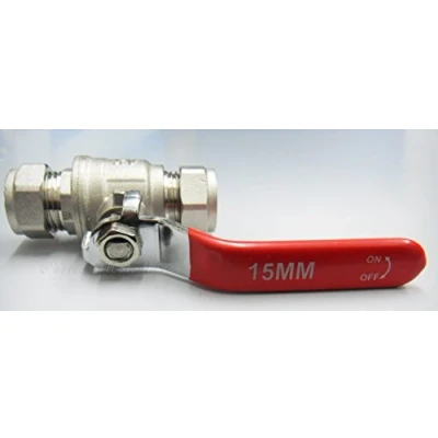 Image of RED Lever Full BORE Isolation Action Ball Valve Compression in Sizes (15MM/22MM/28MM) (15MM)