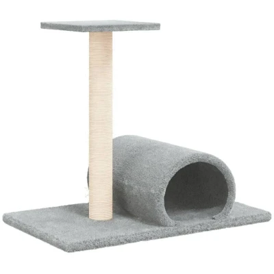 Image of vidaXL Cat Scratching Post with Tunnel Light Grey 60x34.5x50 cm