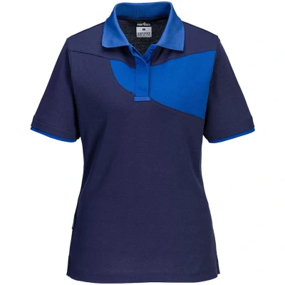 Image of Portwest PW2 Cotton Comfort Women&#039;s Polo Shirt S/S Navy/Royal Large