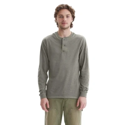 Image of Hanes Men&#039;s O5719 henley shirts, Pebblestone Crossdye, S UK