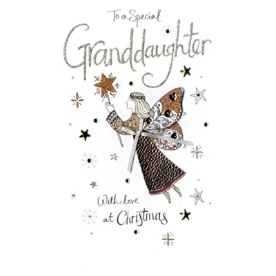 Image of Champagne Granddaughter Embellished Christmas Card Hand Finished Range Cards
