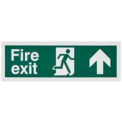 Image of Pack of 6 Fire Exit Arrow Up Signs 300mm x 100mm Self Adhesive