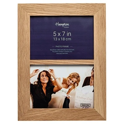 Image of Hampton Frames NEW ENGLAND Solid Oak Wood Photo Frame (Double 5x7 (13x18cm)), natural