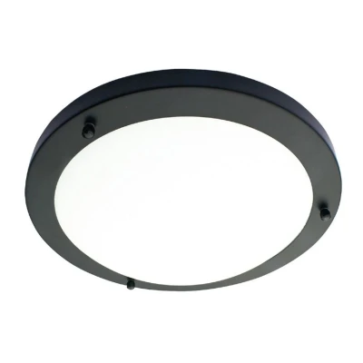 Image of Spa 180mm Delphi LED Flush Ceiling Light 12W Cool White Opal Glass and Matte Black